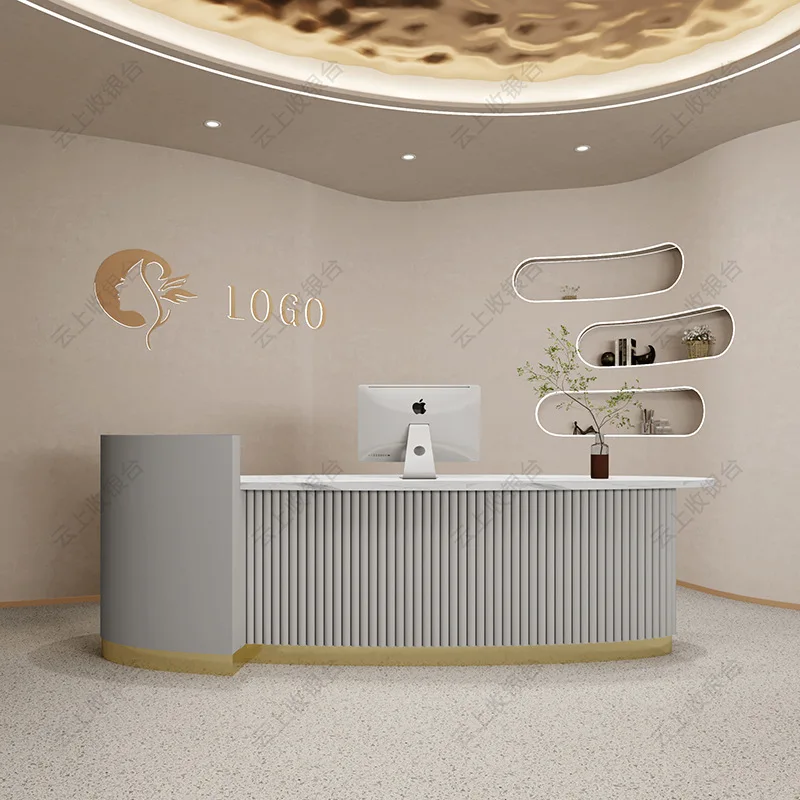 Light Luxury Reception Desk Beauty Salon Fashion Clothing Store Reception Desk Office Furniture Reception Et Table YS40CC