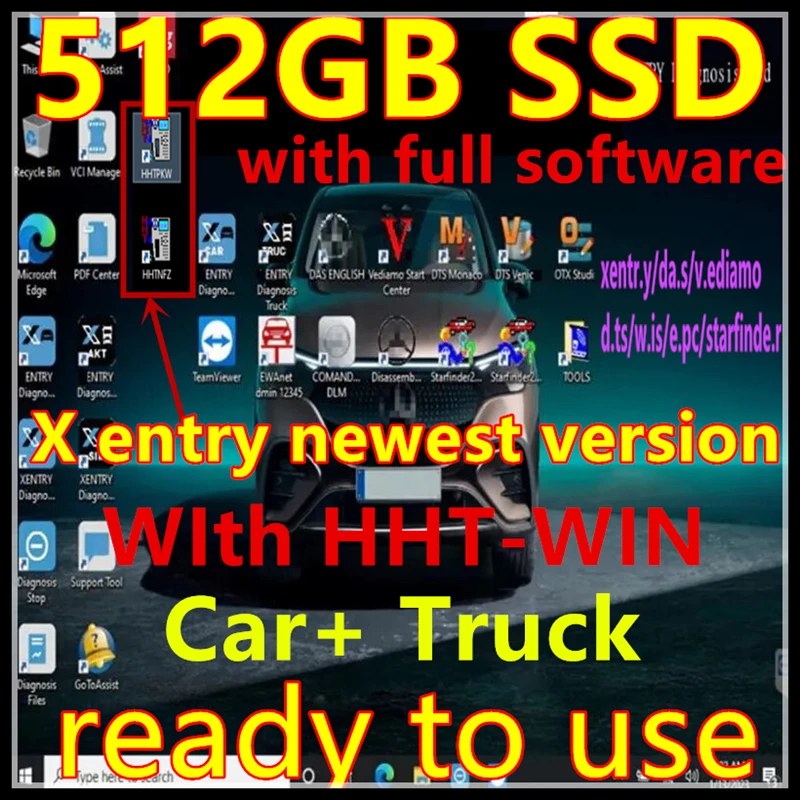 Software completo xentry para MB Star C4 C5 C6 SD Connect xentry 2023.09 para caminhões e carros com instalação hht-win em 512gb ssd usado pronto