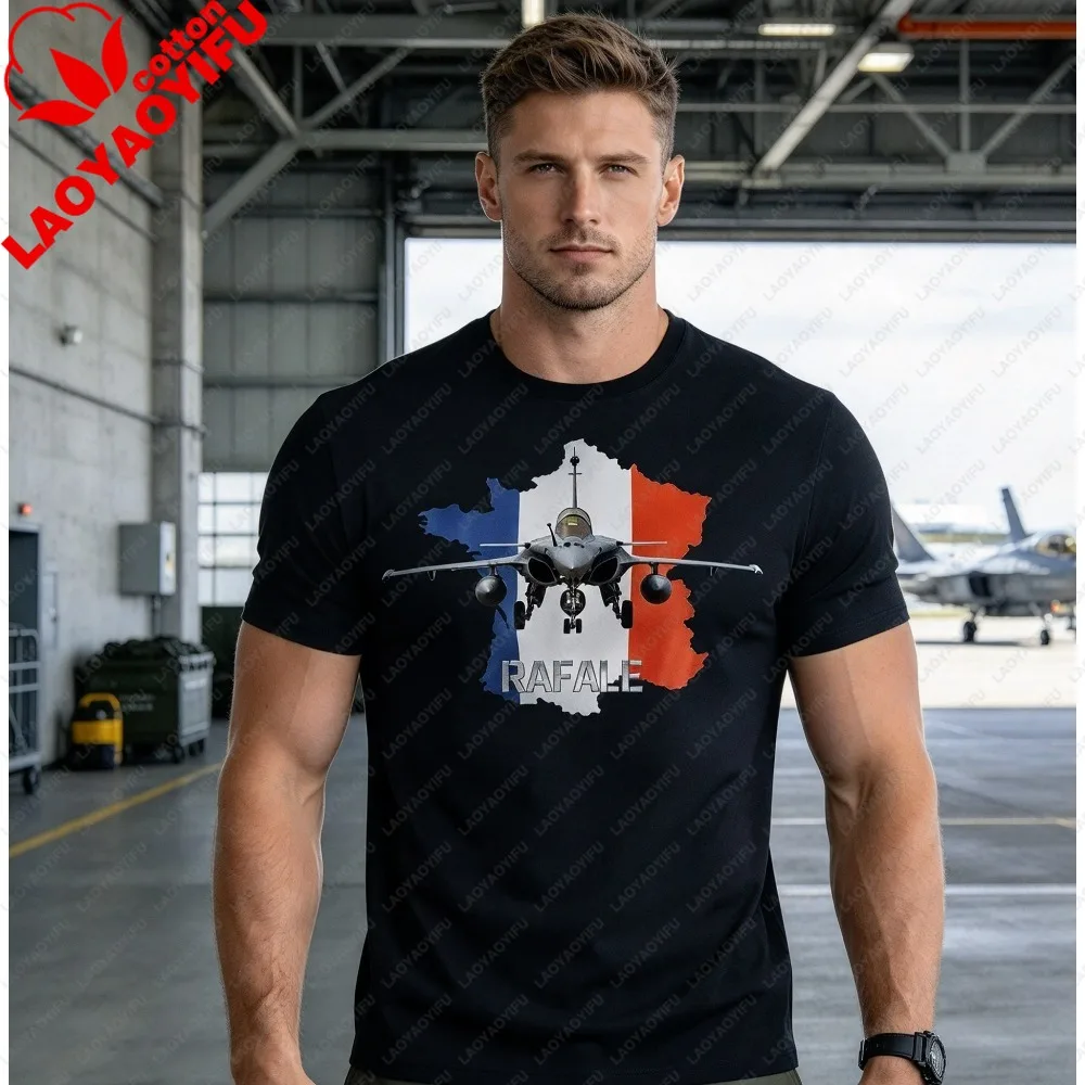 Rafale Fighter French Air Force Cotton TShirt Military Plane Actual Picture Aircraft Historic Aviation Gift Military Enthusiasts