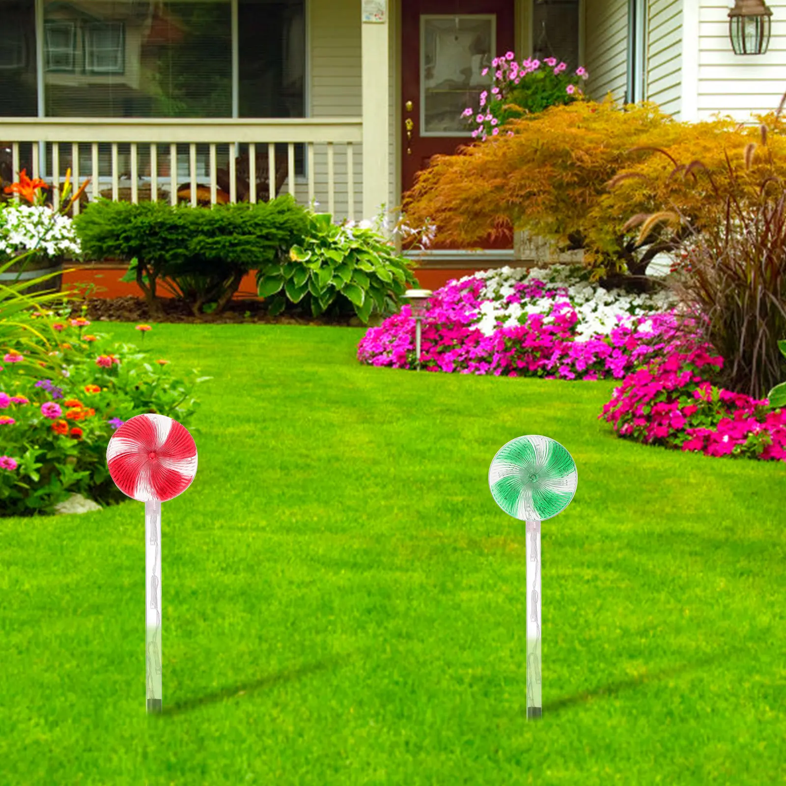 

1 set Candy Lawn Lamp Lollipop Outdoor Ground Insert Light Garden Christmas Decor Yard Light Solar Powered Landscape