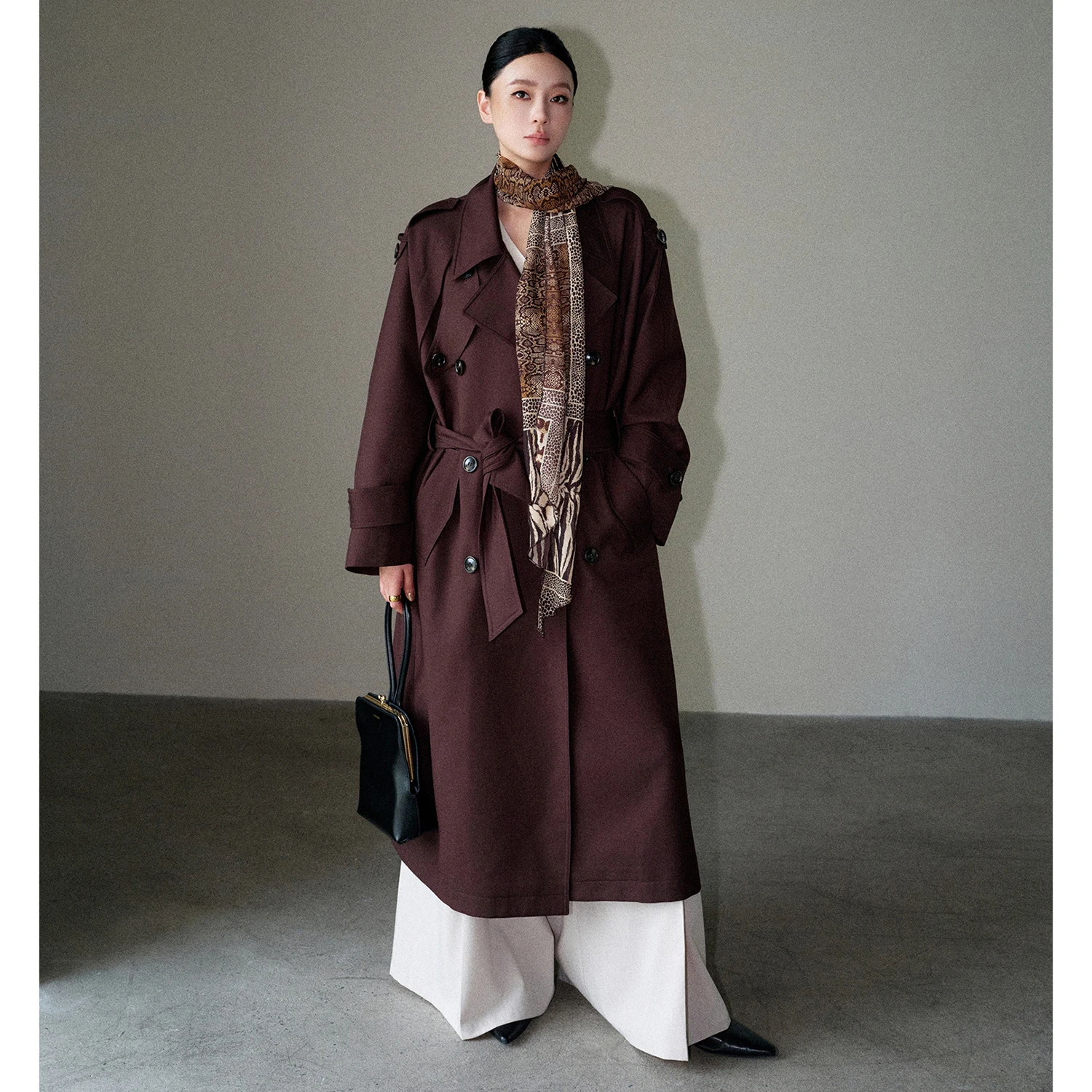 سترة نسائية طويلة من Allingentle كاكي أنيقة مزدوجة الصدر سترة طويلة ملابس غير رسمية مريحة حسب الطلب