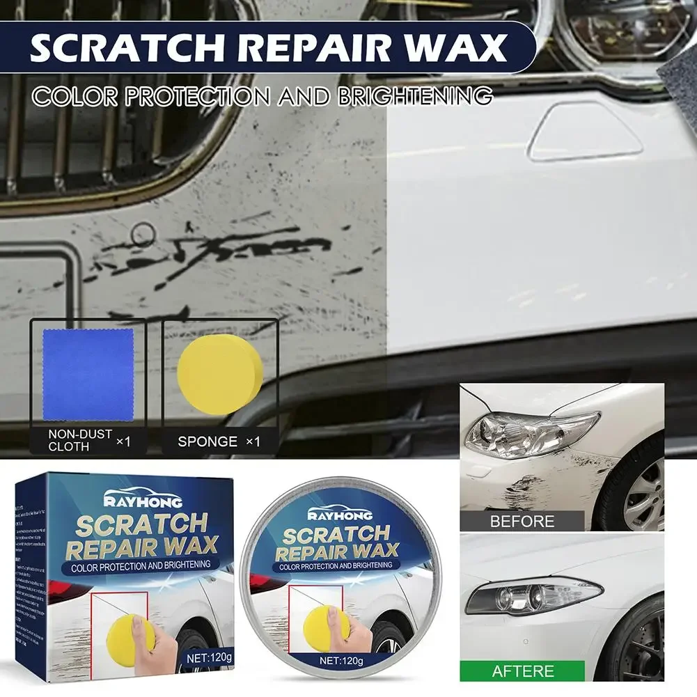 120g Car Scratch Repair Wax Paste Brazilian Wax Automobile Paint Care Polishing High Gloss Hydrophobic Coating Glazing