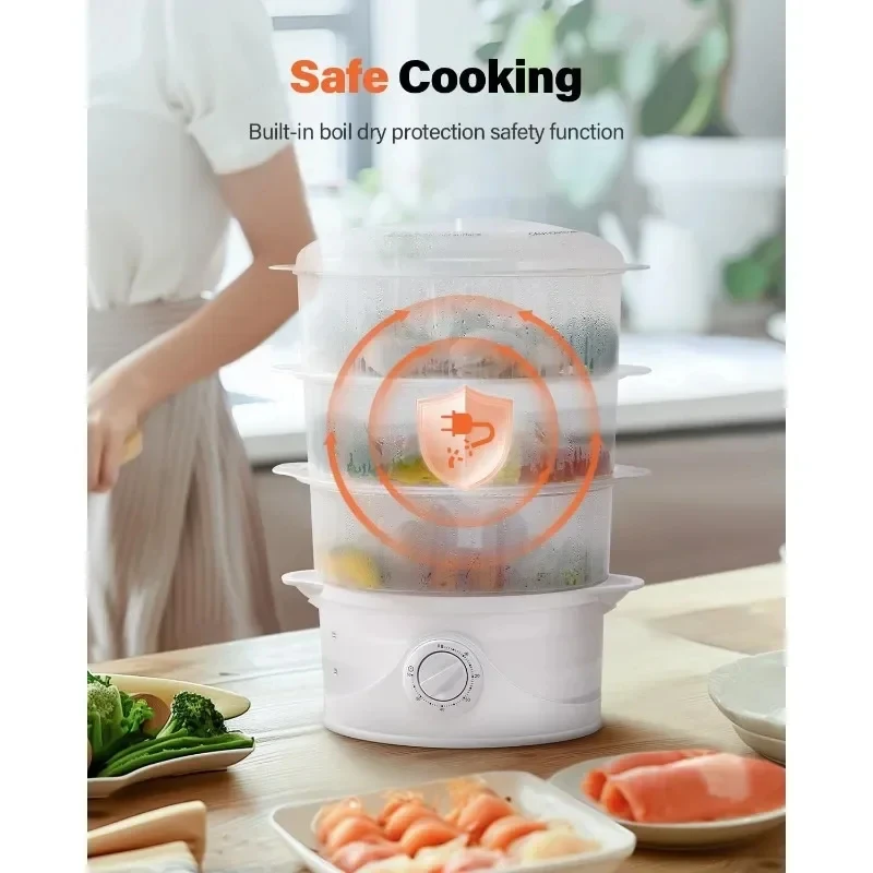 Electric Food Steamer Suitable for Fast Cooking and Simultaneous Cooking, Anti-dry Cooking, Dishwasher-safe