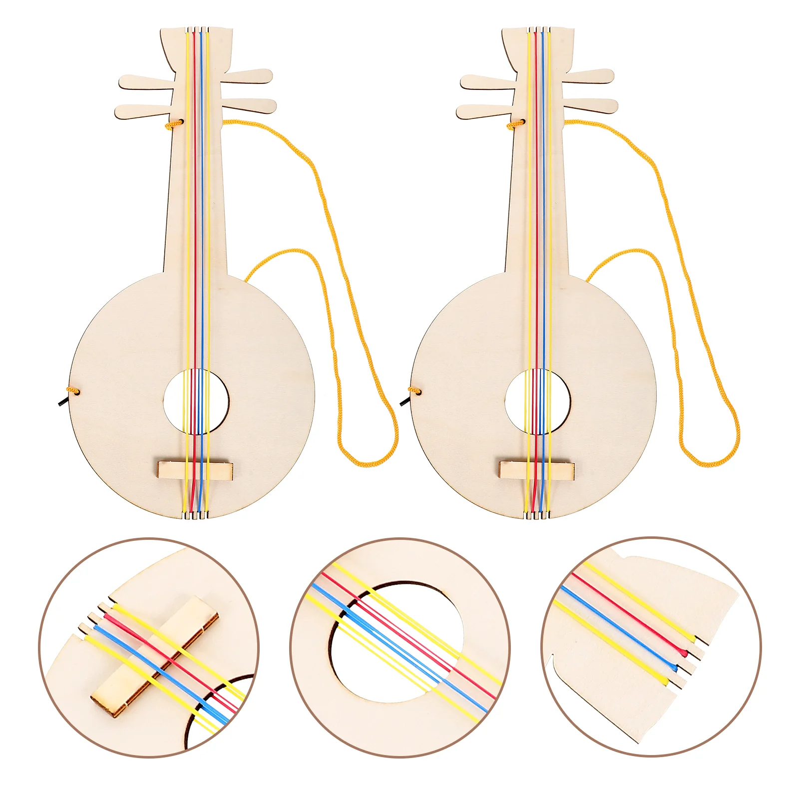 

2 Pcs Wooden Guitar Toy for Kids Unfinished Painting Musical Instrument Easy Assemble Children Bedroom Decor