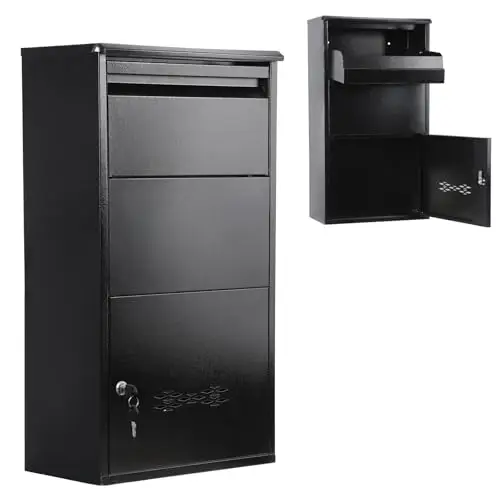 Large Lockable Parcel Box, Weatherproof Key Lock Parcel Drop Boxes, Outdoor Delivery Box with Secure Front Access for