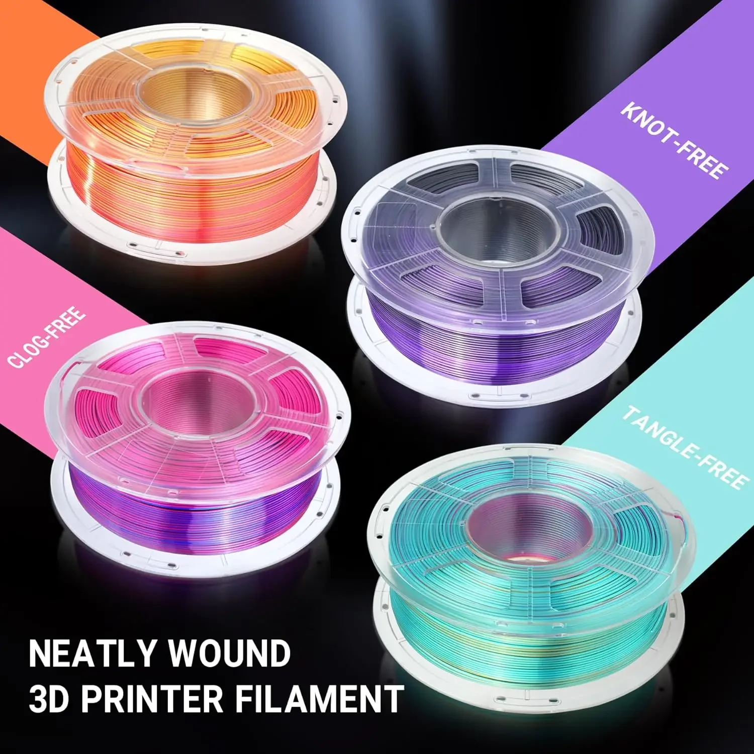 JAYO-filamento de seda para impresora 3D, material no tóxico, Pla Plus/ Dual/triples colores, TPU, 1,75mm, 1,1 kg/rollo