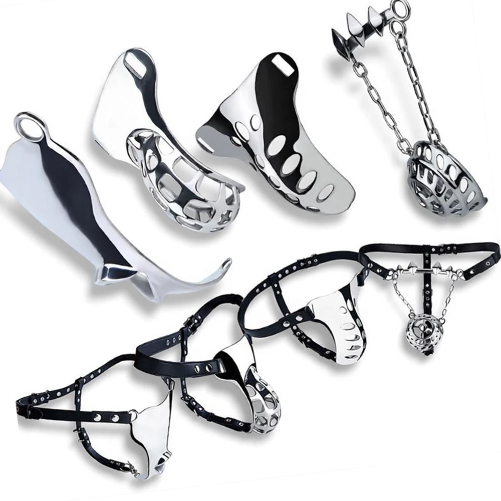 FRKO SM Male Chastity Pants Thong Lingerie Panties Harness Leather Chastity Pants Bondage Restraint Fetish SexToy Men Gays 18+