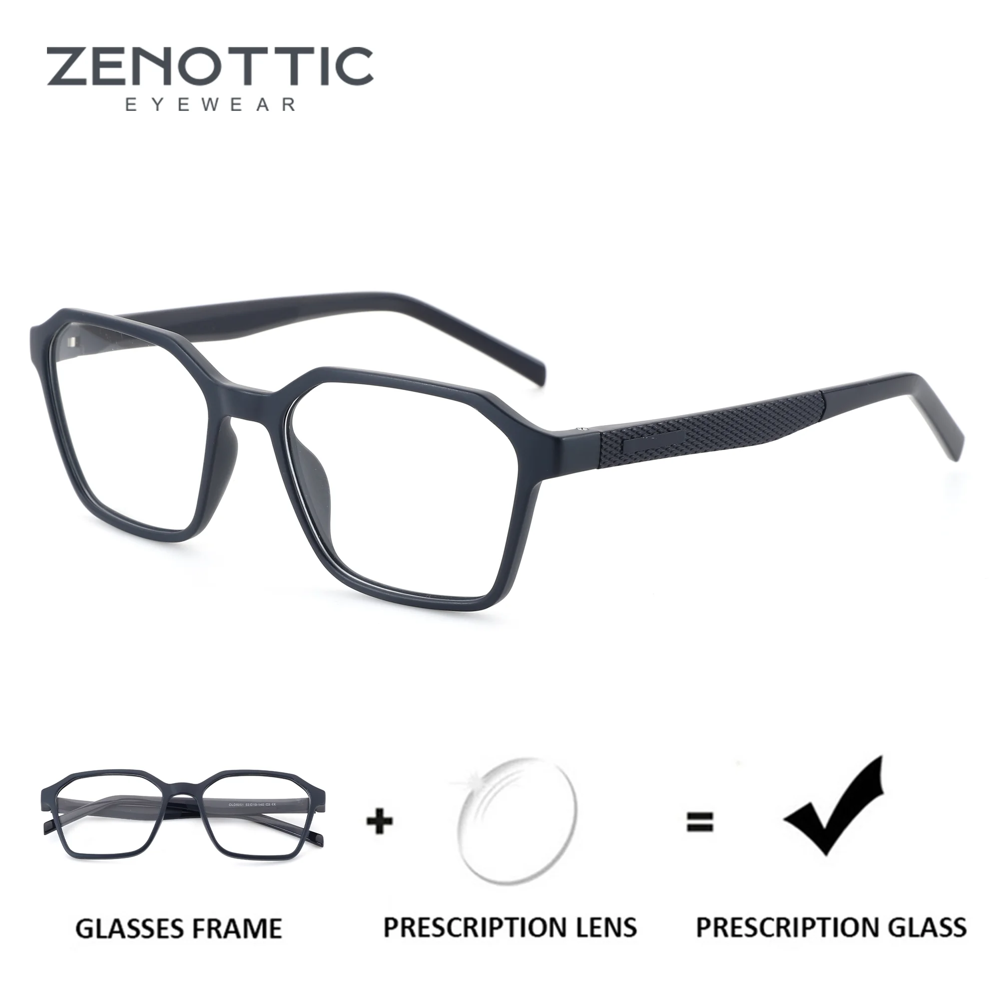 zenottic-男性用ポリゴン処方メガネカスタムブルーライトブロックフォトクロミックプログレッシブ光学眼鏡