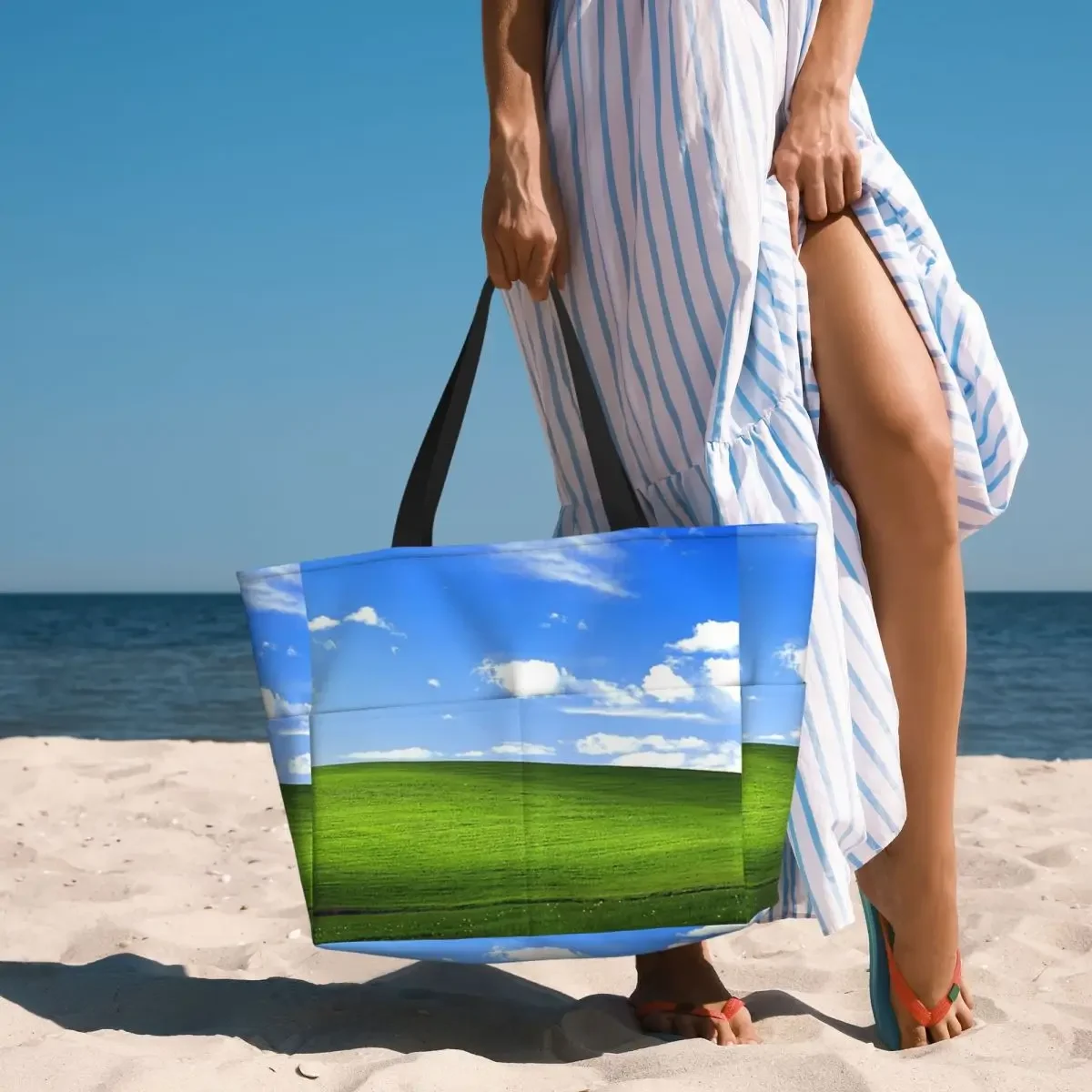

Windows XP Wallpaper Beach Tote Bag Sport Gym Yoga Duffle Large Tote Bag Women Travel Bag Fitness bag