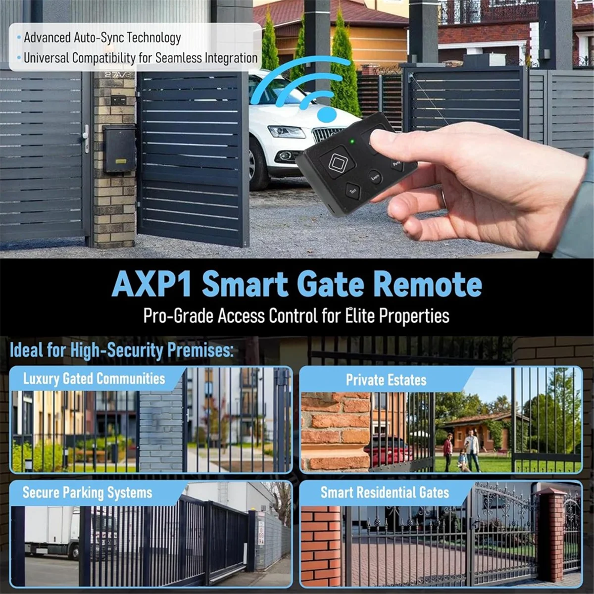 AA98 Upgrade AXP1/AXS1 Remote Transmitter Replacement for 5Button Remote Transmitter for Automatic Gate Opener