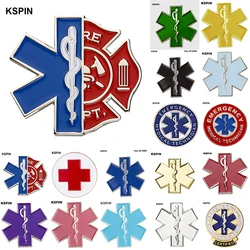 Colorful  Star of Life Nursing Ambulance Lapel Pin Badge Pin EMT EMS Blue Enamel Pins Brooch Badges XY0573