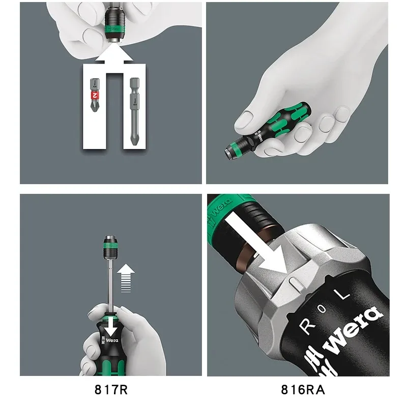 WERA 813/813R/813R ESD/816R/816RA/816R ESD 1/4-дюймовая шестигранная отвертка, ручной инструмент