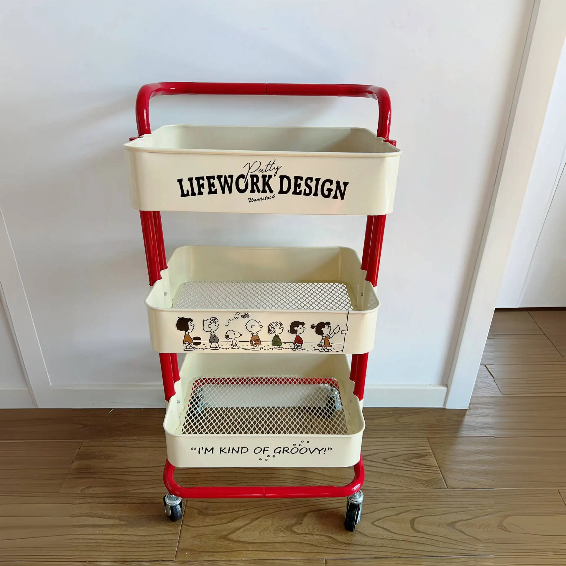 Trolley Rack Floor To Ceiling Multi-layer Movable Living Room Kitchen Storage Rack Dormitory Snack Storage Cart Wholesale