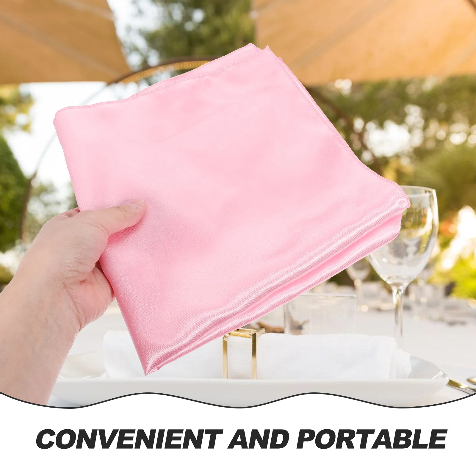 

8pcs Satin Cloth Dinner Napkins 43x43cm Peach Pink Washable Reusable Water Absorption Hotel Home Restaurant Fabric Table