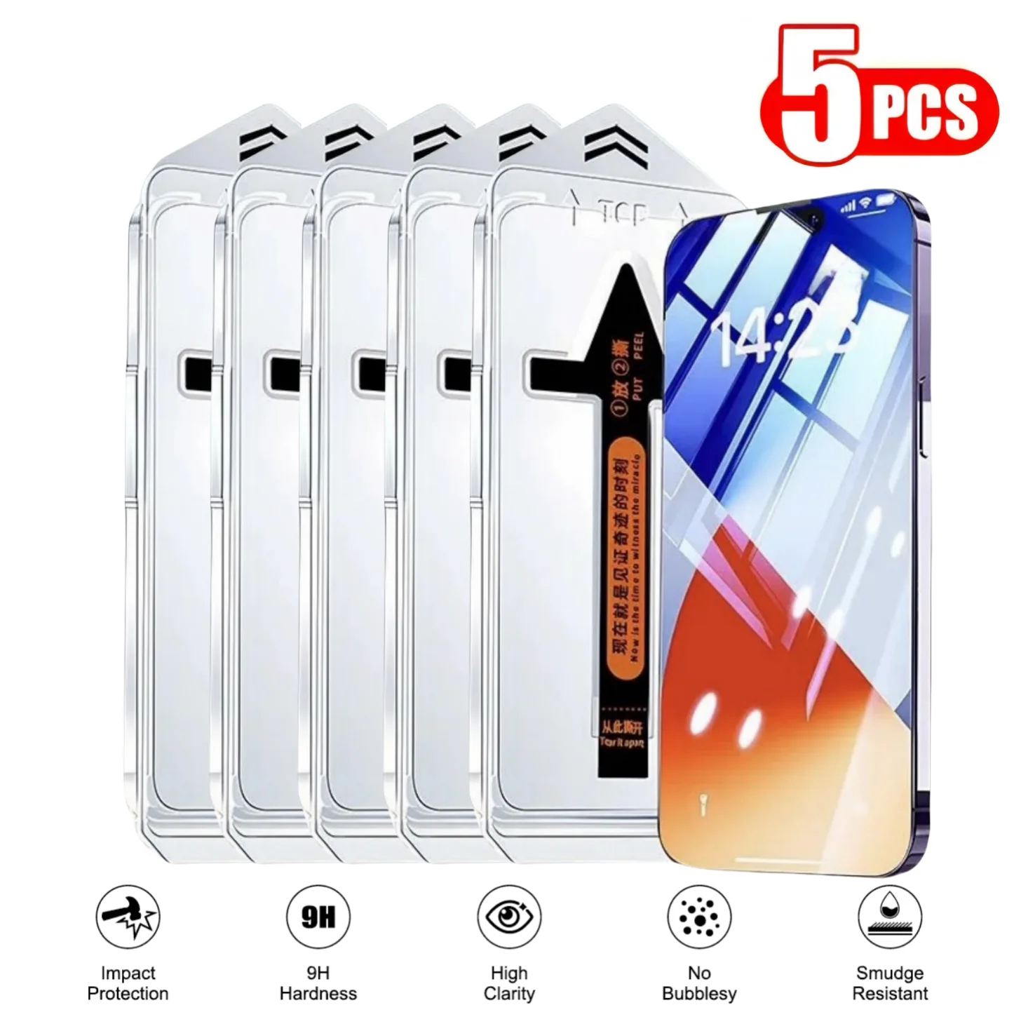 5 قطعة آيفون 17 16e 16 15 14 13 12 11 XR XS Pro Max Plus حامي الشاشة تشديد الزجاج الهاتف مع تثبيت عدة إزالة