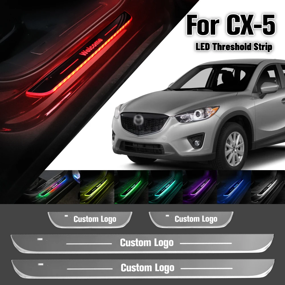 สำหรับ CX-5มาสด้า CX5 CX 5 Ke KF 2011-2023ธรณีประตูรถยนต์ไฟ LED ปรับแต่งโลโก้ได้เอง