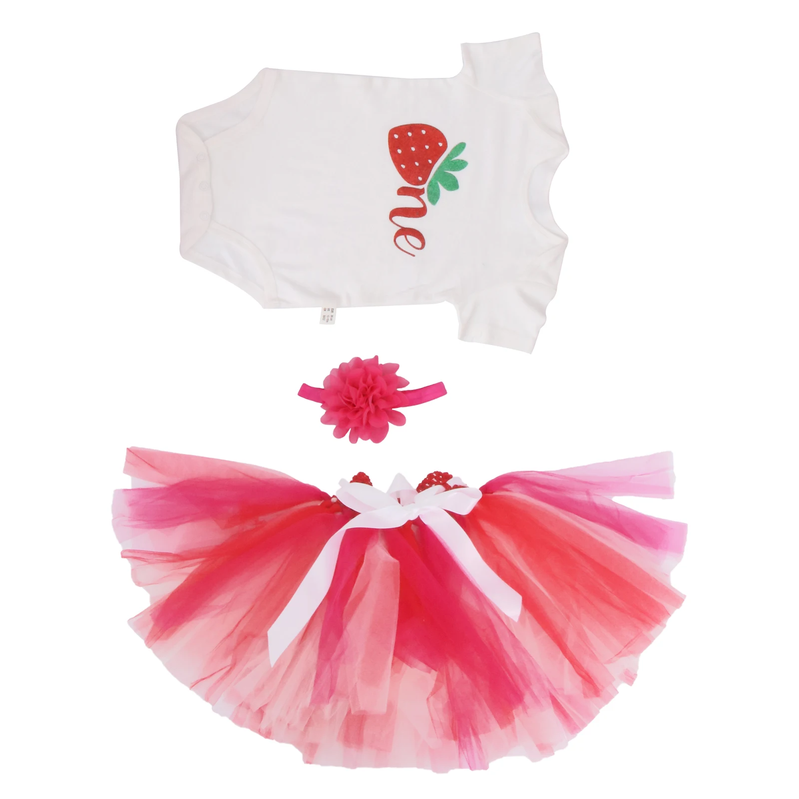 

1 Tutu Skirt Set Strawberry Climbing Baby Birthday Clothing Set Clothes For Girl Kids Photo Studio Party 12-18M Comfortable