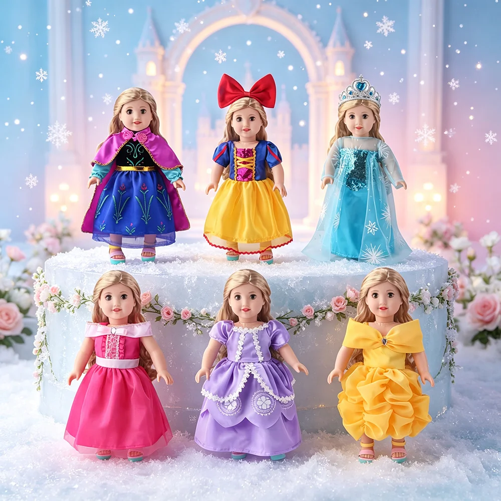 Role Playing Anime Character Costumes 18 inch Girl doll Princess Clothes Our Generation of Children's Toy Dolls Accessories Prin