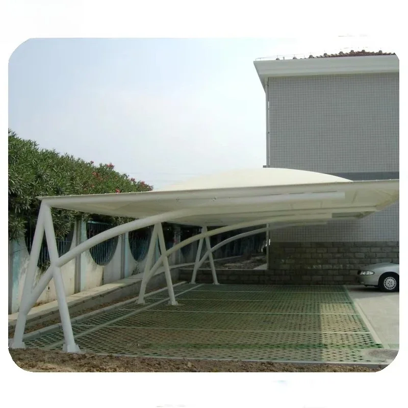 

Windproof modern automatic driveway curved metal roof parking lot 2 car metal awning carport