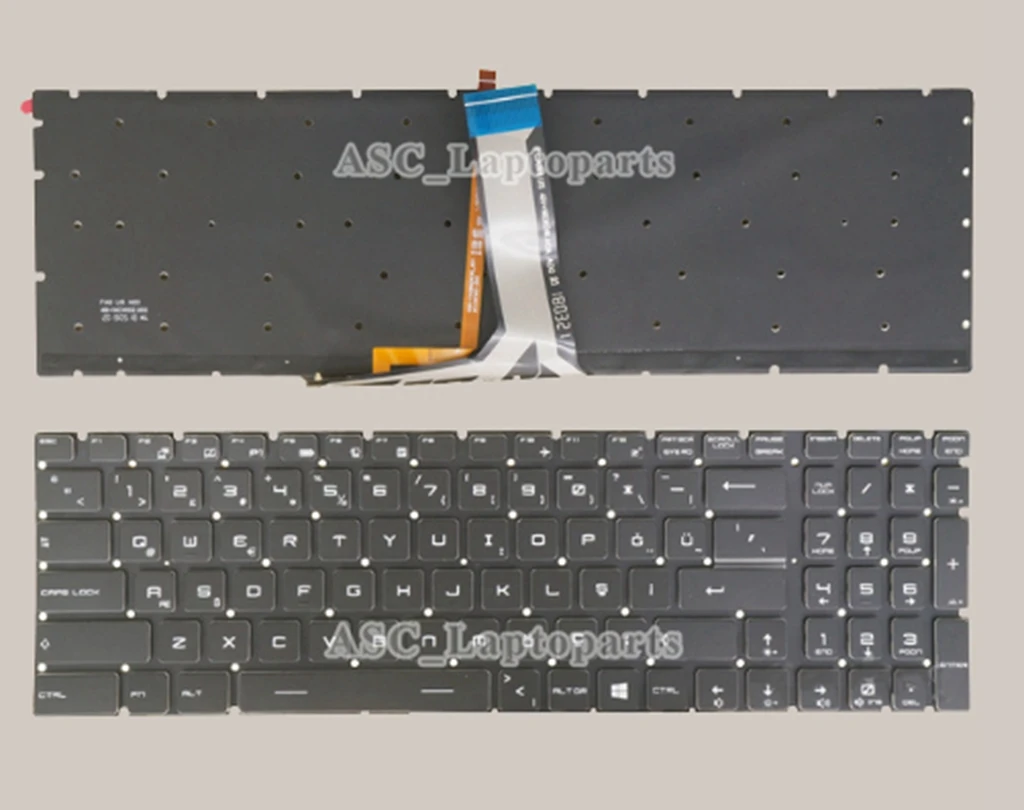 New Turkish Klavye Keyboard For MSI GE72 2QL Apache GE72 6QC GE72 2QE Apache GE72VR 6RF Apache Pro Color BACKLIT, Crystal Black