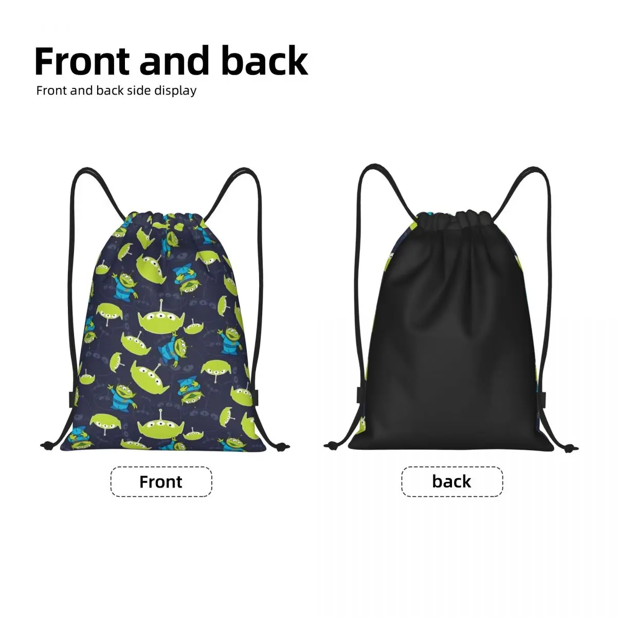 Custom Toy Story Manga Drawstring Bags para Mulheres e Homens, Yoga Mochilas, Sports Gym Sackpack, Aliens Verdes