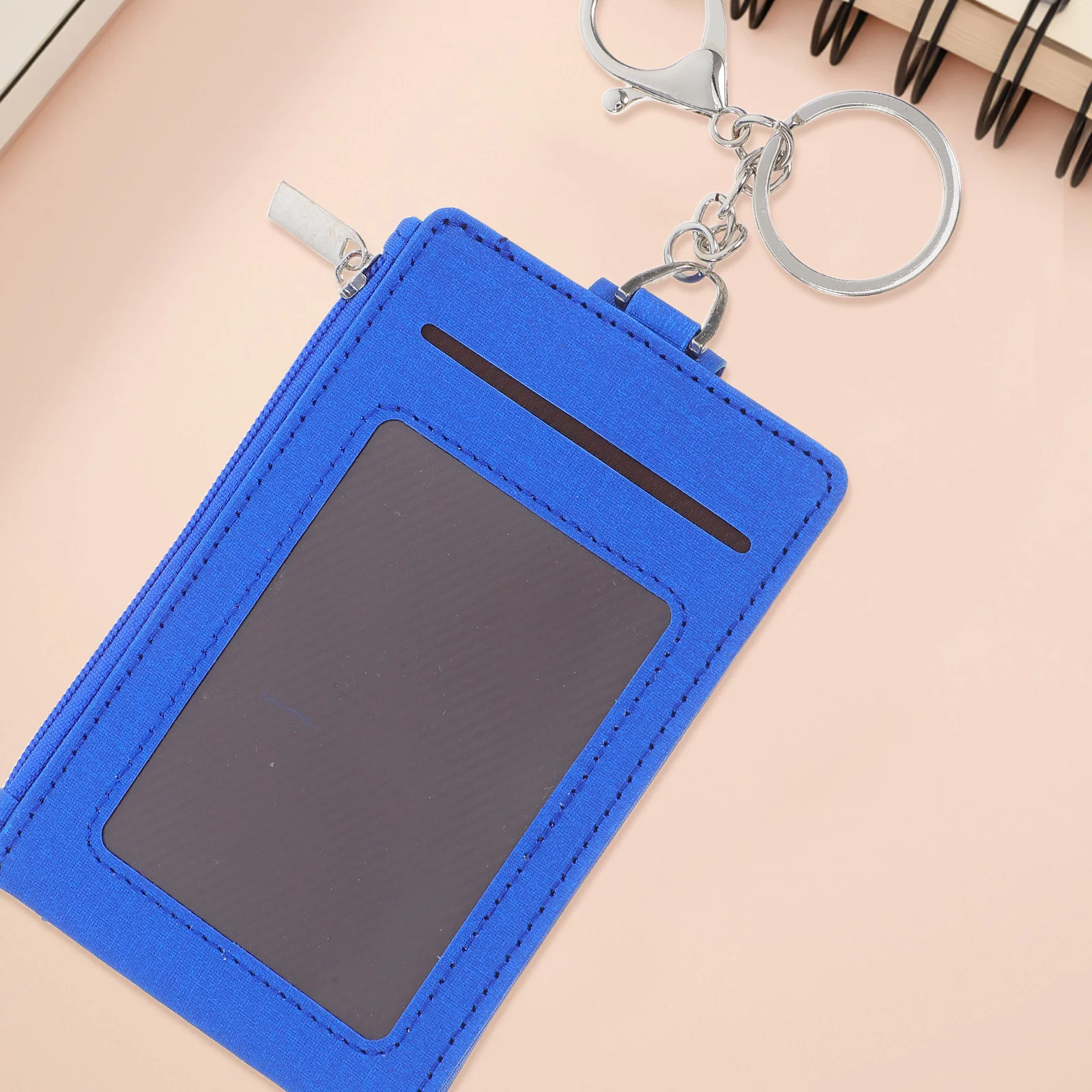 

Card Holder Key Ring Pu Protector Cover Business Blue Metal Badge Multifunctional Waterproof Large Capacity Credit Card Case Bus