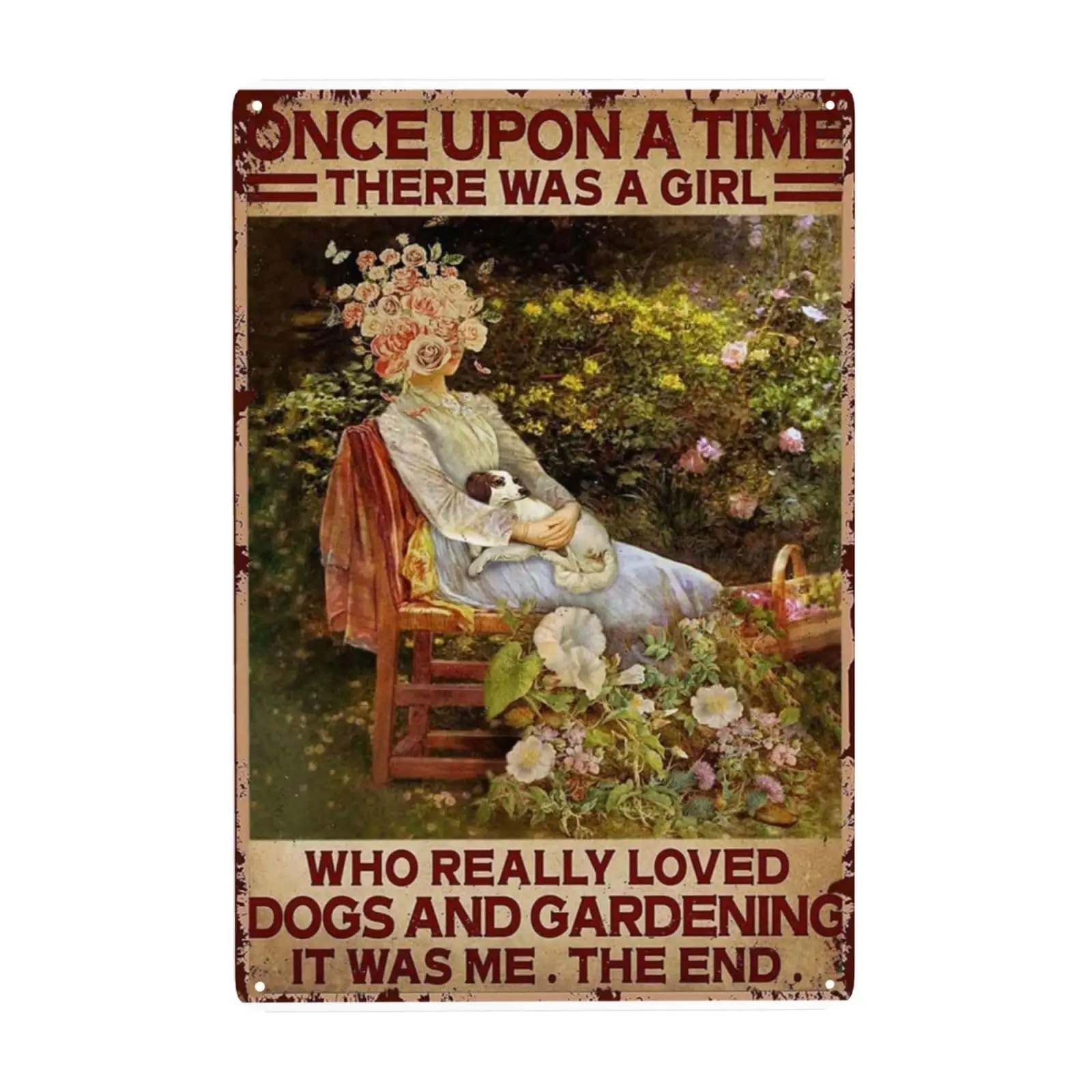 Garden Iron Poster,A Girl Loves Dogs and Gardening,Vintage Tin Sign for Bedroom Home Hotel Bar Cafe Wall Decor 8