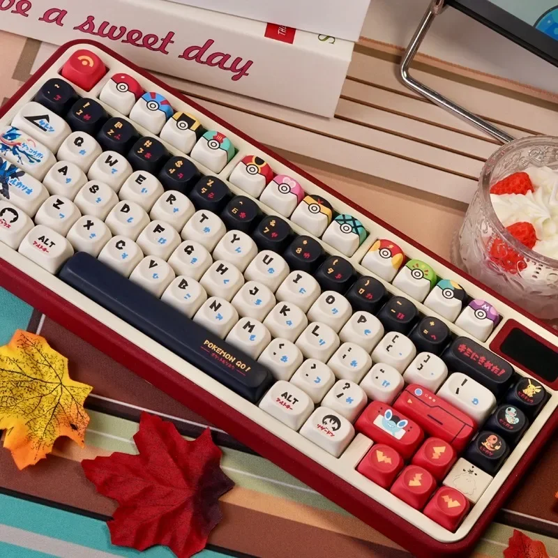 ポケモンモンスターボールキーキャップ-130-キー-セット-pbt-昇華-moa-高さメカニカルキーボードカスタマイズ-diy-サイド半透明キーギフト