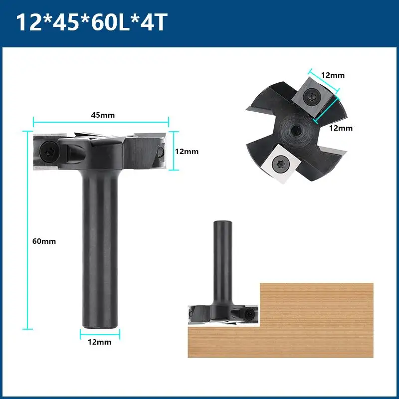 CMCP Spoilboard Surfacing Router Bits, 12mm Shank 45mm Diameter, Slab Flattening Router Bit Wood Planing Bit,Wood Milling Cutter