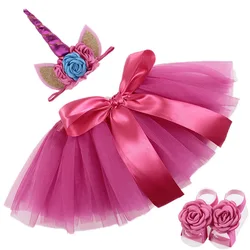 New Baby Growth Take Photos Clothing Headband Feet Cover Newborn Bow Yarn Dress Children's Photography Accessories Souvenirs