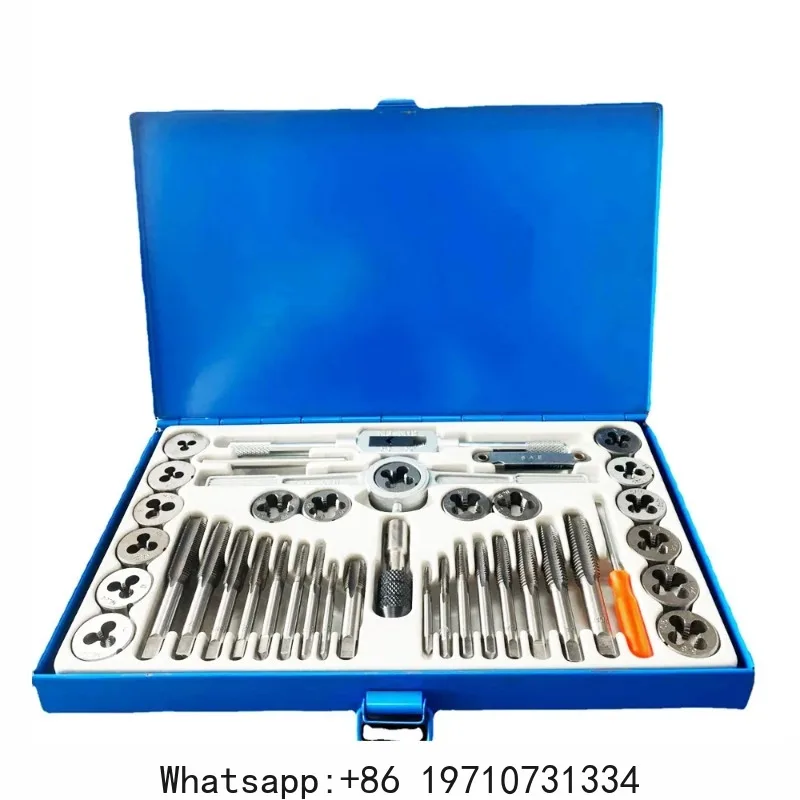 Juego de Machos y Terrajas de 40 Piezas, Tamaño en Pulgadas SAE # Llaves de roscado manuales de 4 a 1/2” para roscado interno y externo