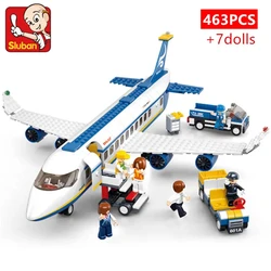 463Pcs City Airport Airbus Aircraft Airplane Plane Brinquedos Avion Model Building Blocks Bricks Educational EIY Toys Gifts
