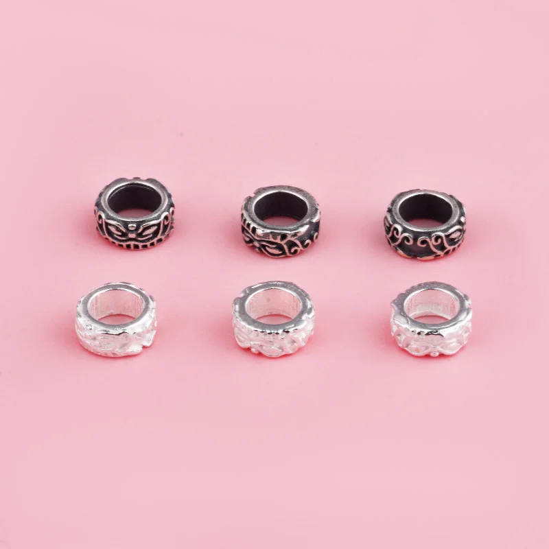S925 sterling silver retro Auspicious cloud beaded bracelet diy braided rope accessory
