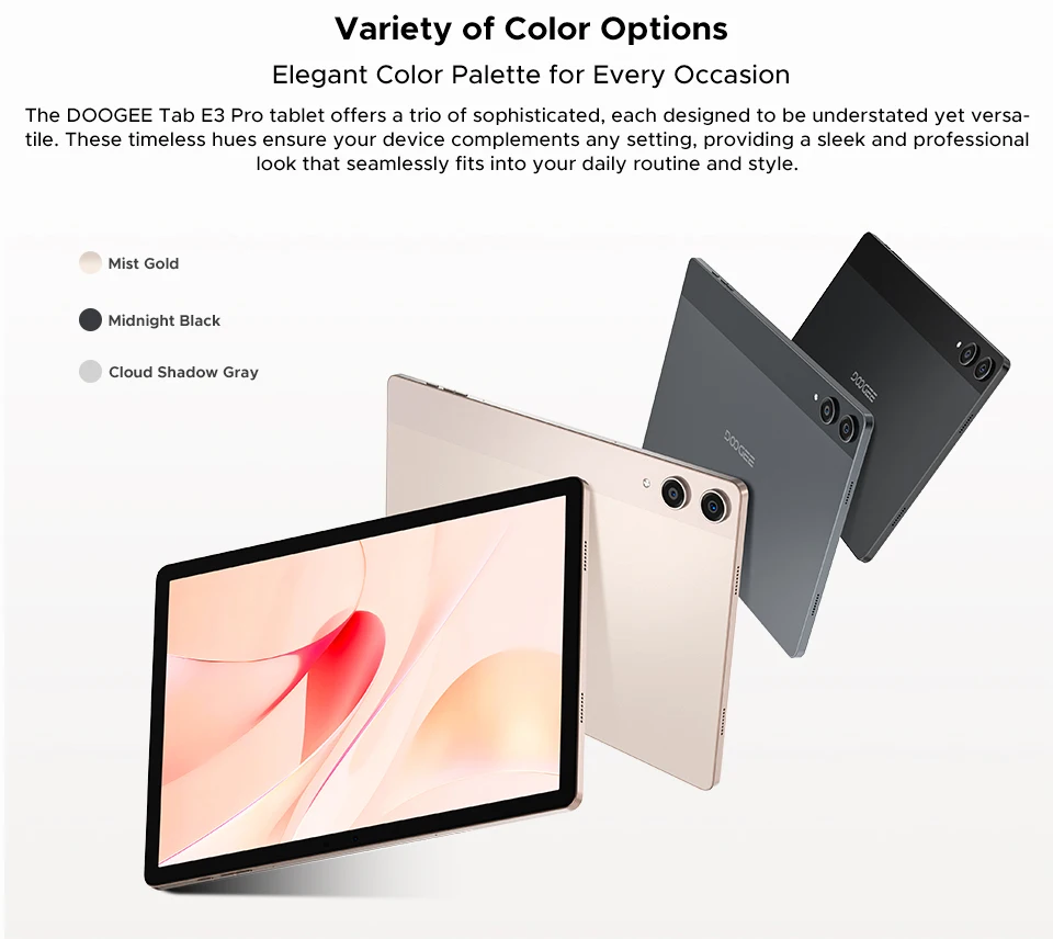 DOOGEE Tab E3 Pro Tablet Android 15 Gemini AI 13'' Display 7.9mm Ultra-thin 8GB 256GB Smart Pad 11000mAh Battery Global Version