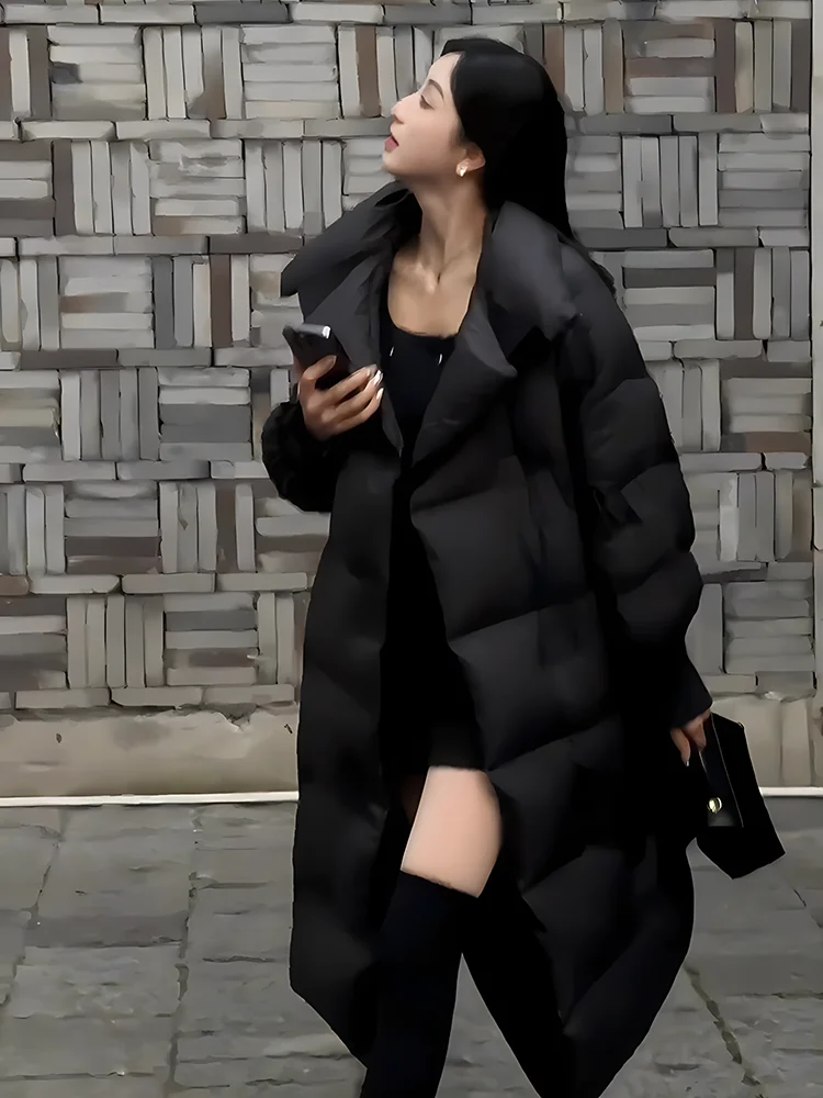 2024 invierno nuevo Faionable versátil Thiened Floing cuello grande blanco Du abajo Jaet mujer moda viaje Sle