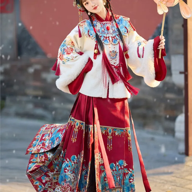 Thickened Hanfu women's skirt new worship suit Chinese style engagement wedding dress full set