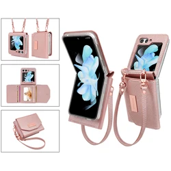 Vietao-Z Flip 7 Galaxy Case Hand Holder Leather Wallet Bag, Case for Samsung Z Flip6 Flip 5 4 3, Mobile Phone Cover with Strap