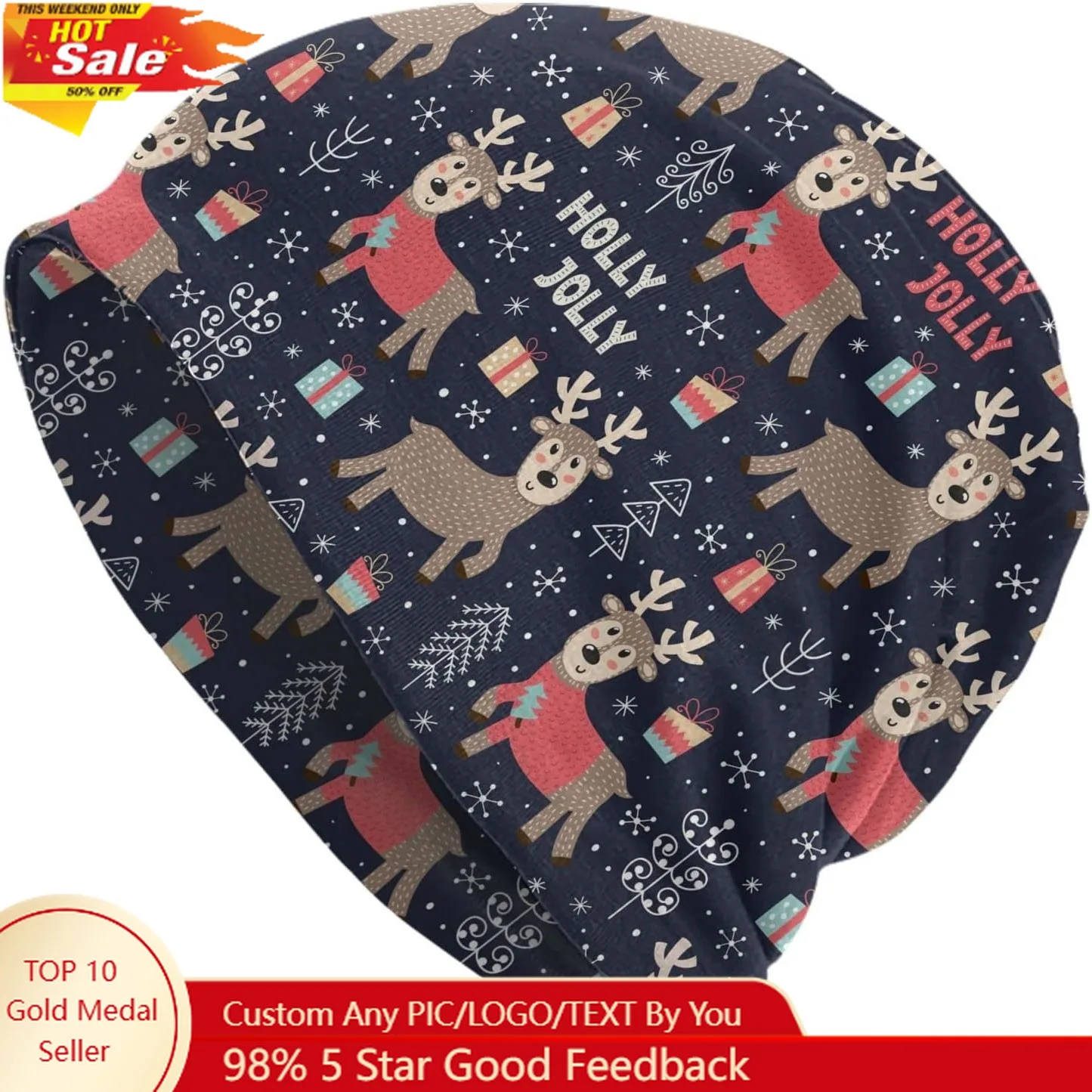 

Christmas Beanie Chemo Hat Cancer Headwear Knitted Hats Baggy Slouchy Scarf Cap for Adults Women Men