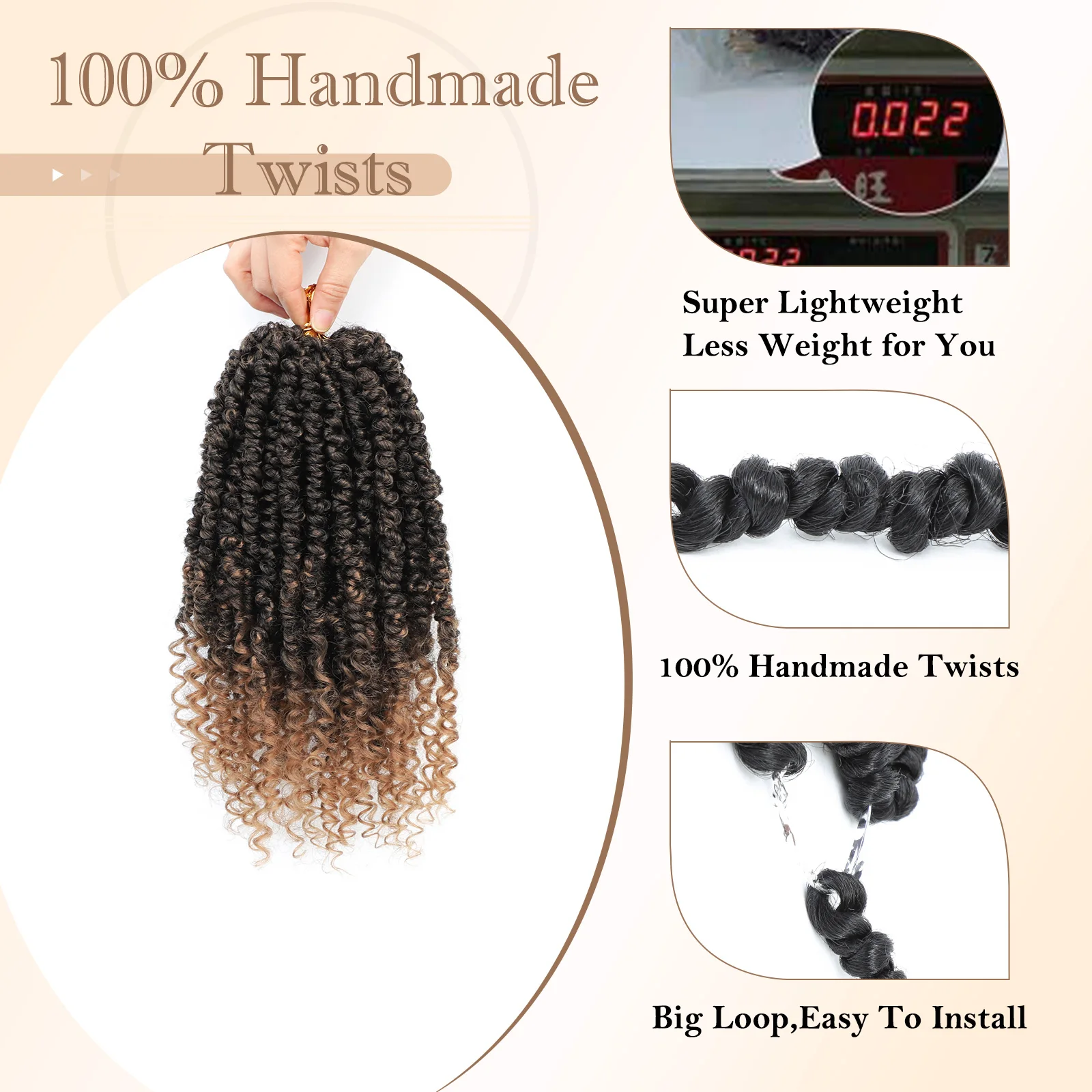 Passion Twist Crochet Hair Pre-twisted Short Passion Twist Hair Pre Looped Curly Passion Twists Synthetic Braids Hair Extension