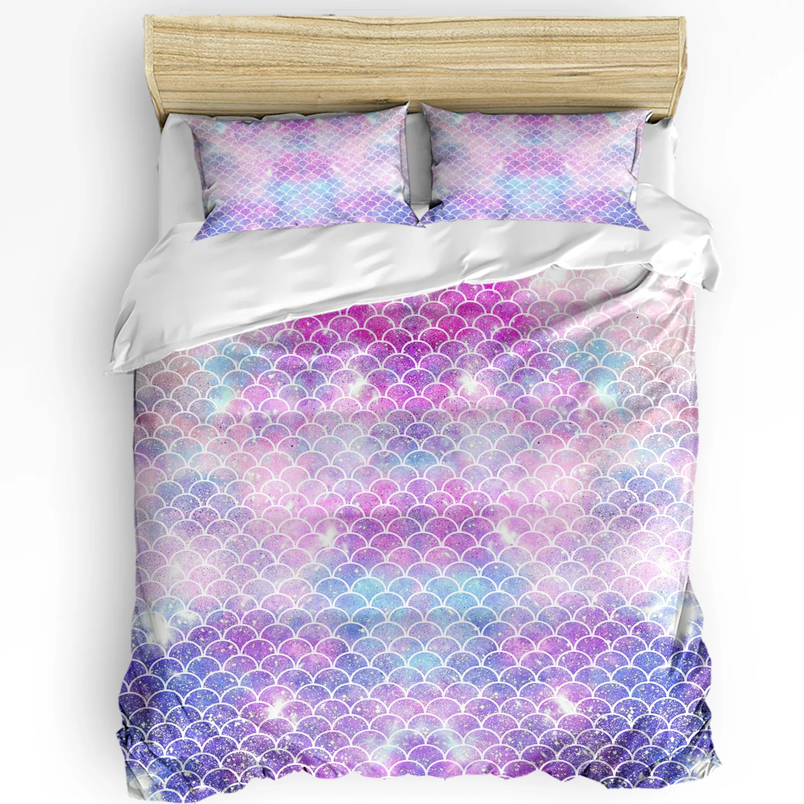 

Mermaid Scales Colorful Duvet Cover with Pillow Case Custom 3pcs Bedding Set Quilt Cover Double Bed Home Textile