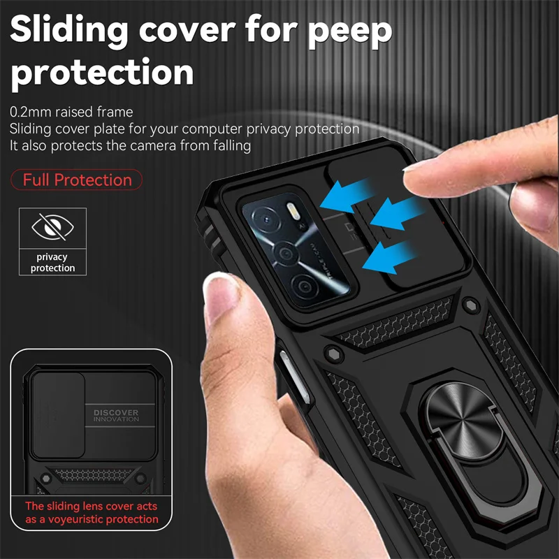 For OPPO A54s Magnetic Car Ring Shockproof Armor Stand Holder Phone Cases for OPPO CPH2273 A54 S A 54s Case Cover