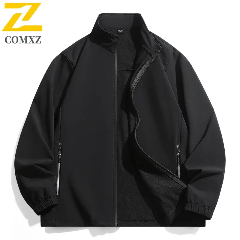 

COMXZ Men Stand Collar Baseball Windbreaker Autumn Leather Letter Patchwork Vintage Bomber Loose Fit Streetwear Sports Outerwear