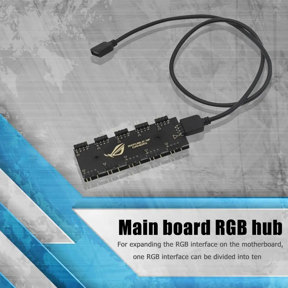 

Разветвитель концентратора синхронизации RGB от 1 до 10, удлинительный кабель вентилятора RGB для материнской платы с уникальным управлением, затемняющий световой ремень для материнской платы