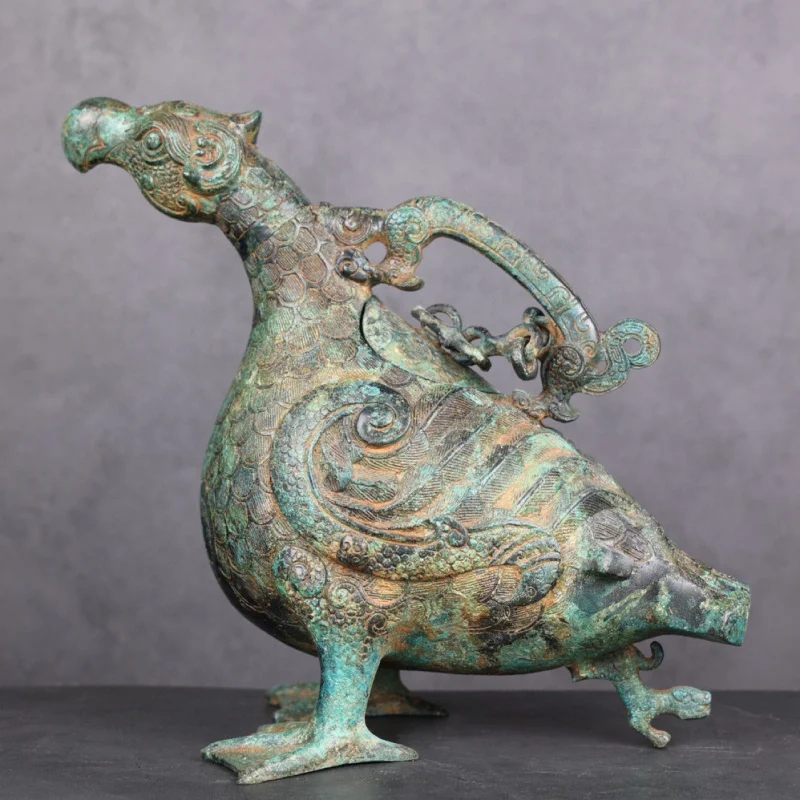 Shanxi Jin Migratory Bird Zun Zhao Qing Bird Zun Bronze Ware Antique Style Ornaments Antique Collection High-End Business Gifts