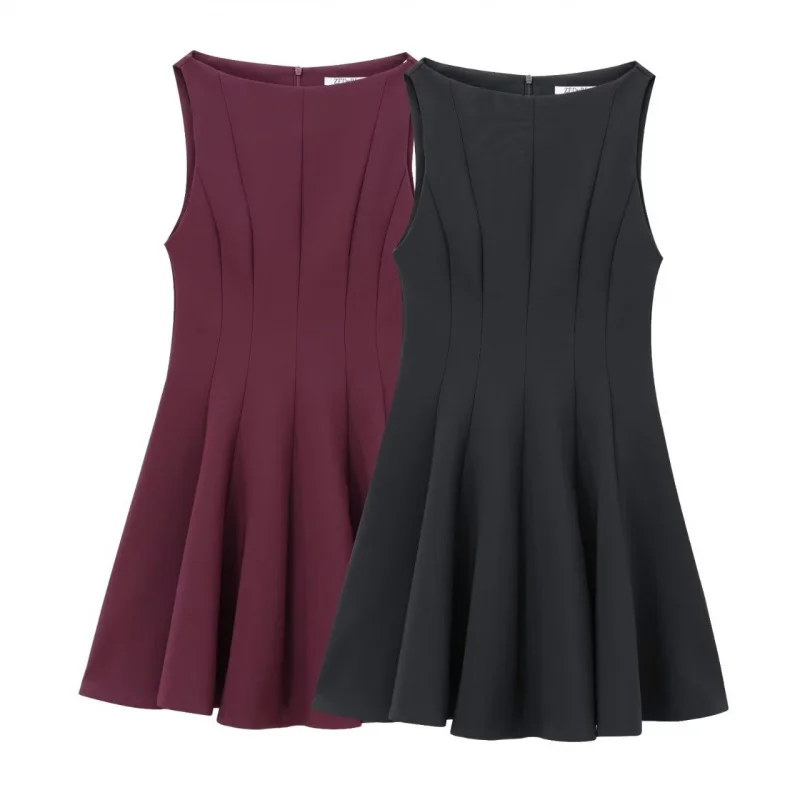 

zarzBlack Dress Women's Clothing2025Popular Summer New Hepburn Style Slim Sleeveless Vest Dress