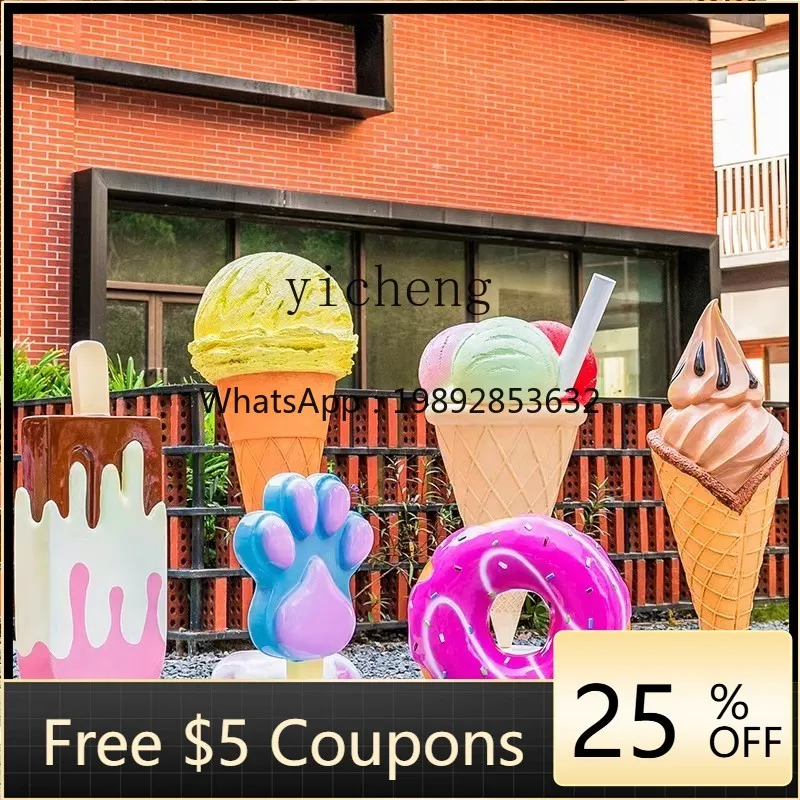 

outdoor simulation ice cream sculpture dessert shop outdoor shopping mall cone decoration ice cream model large ornament