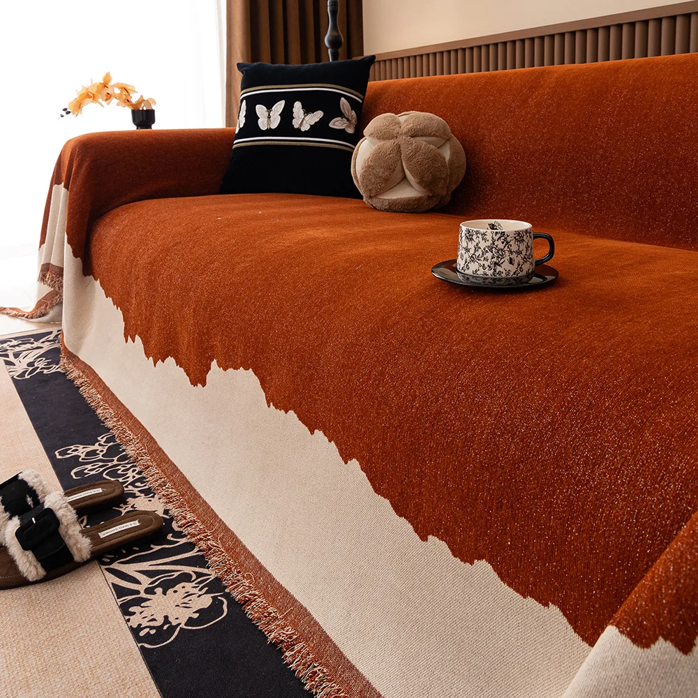 

Chenille Sofa Throw Blanket Anti-slip Double-side Sofa Slipcover Four Season Universal Leisure Relax Beach Towel Living Room