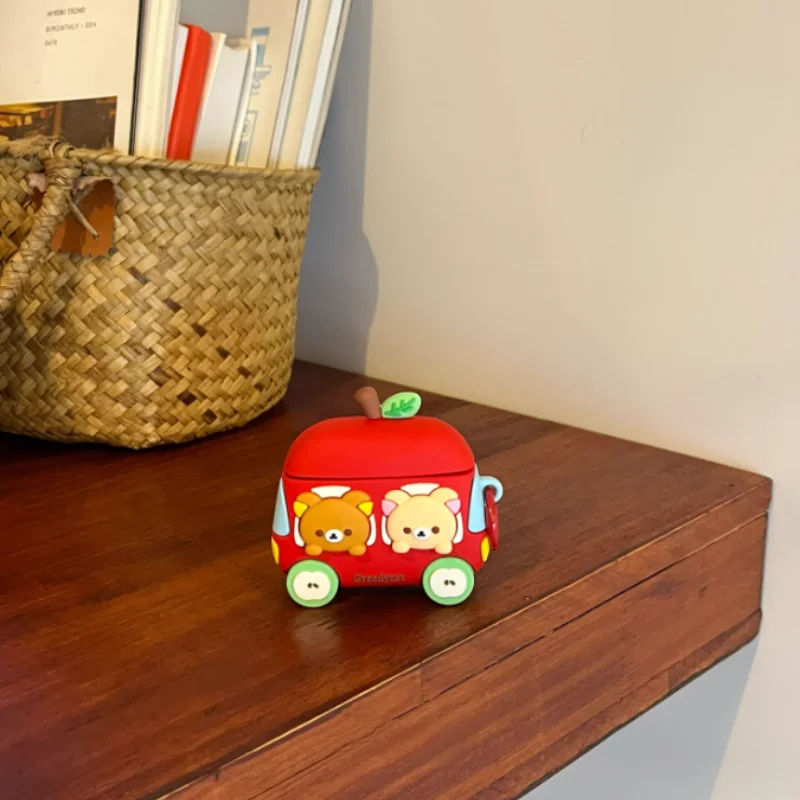 

Rilakkuma Airpods Pro/1/2 силиконовый чехол 3/4 поколения с защитой от падения, чехол для беспроводных наушников Bluetooth, новый мультяшный милый автомобильный медведь