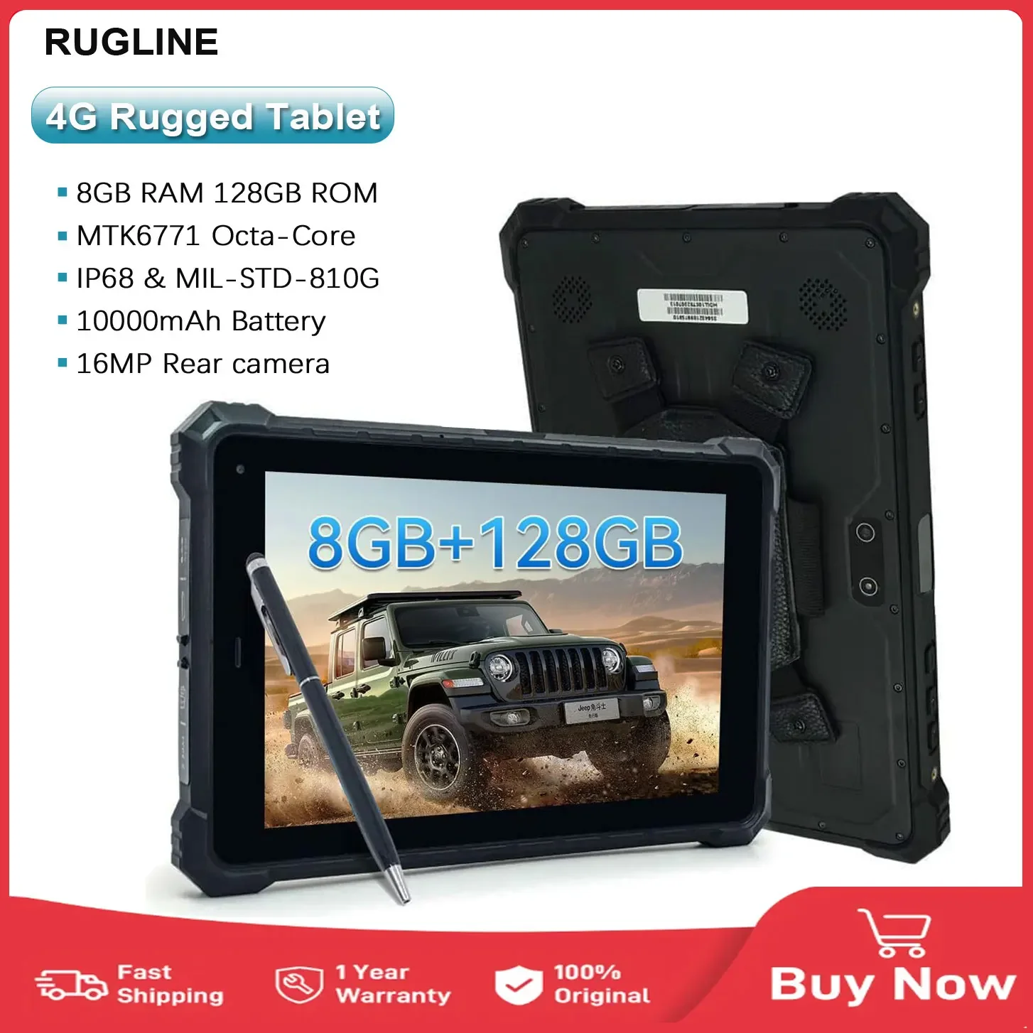 Android Rugged Tablet 8 Inch 8GB+128GB Barcode Scanner IP68 Waterproof Industrial Outdoor Tablet PC