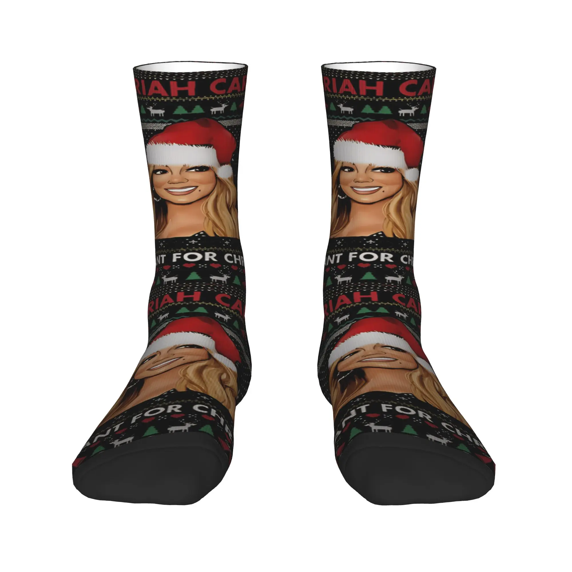 Calcetines Mariahs Careys, medias antideslizantes navideñas feas, calcetines deportivos transpirables para correr para hombres y mujeres, calcetines gráficos informales de otoño
